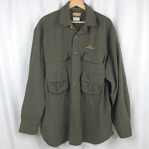 Ducks Unlimited SafTbak Shirt Mens Size XL Cargo Pocket Fowl Bird Hunting Green - Picture 1 of 7